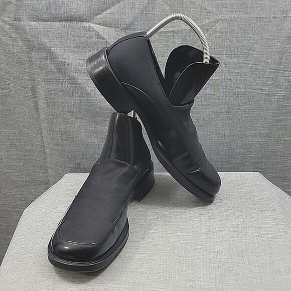Mezlan Panaro Black Leather Slip-On Loafers Stretch Top  display picture 2